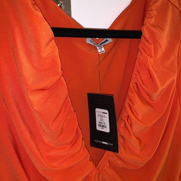 FASHION NOVA ruched dress orange size 1X - Picture 5 of 7